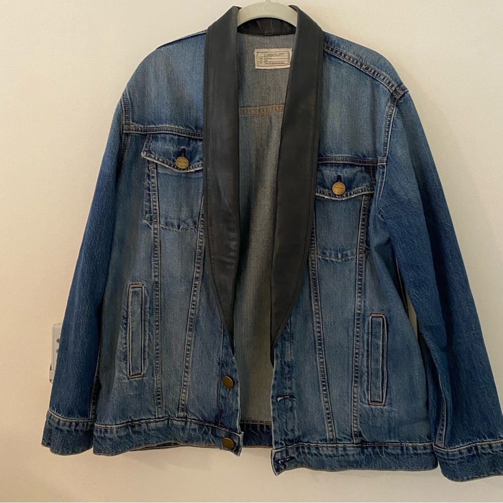Current/Elliot Tuxedo Trucker Jacket | Denim with Calf Skin lapel